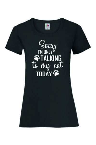 SORRY I'M ONLY TALKING TO MY CAT TODAY - Naisten Valueweight t-paita - Image 2