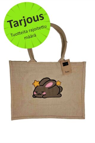 Juuttikassi – Brown Bunny -fleecebrodeerauksella